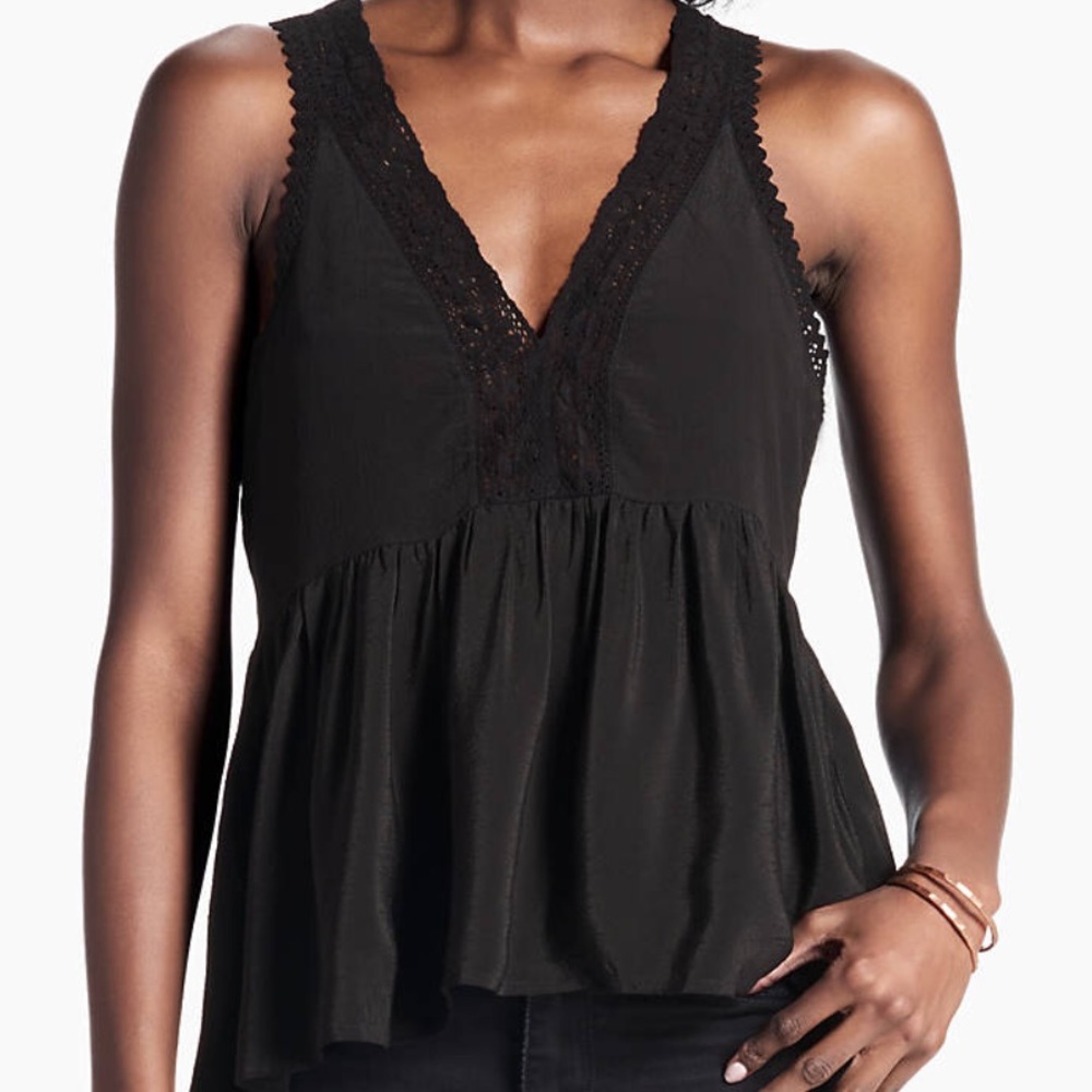 Black lace trim tank